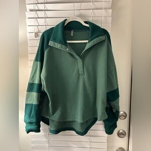 FP Movement by Free People Two-Tone Green Cowl Neck Sweater